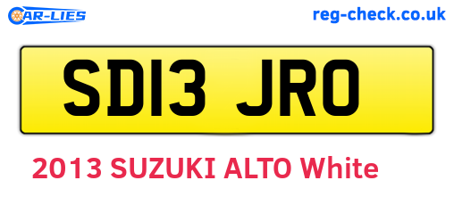 SD13JRO are the vehicle registration plates.