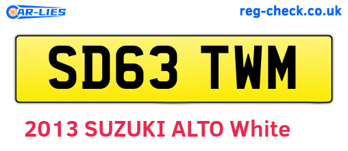 SD63TWM are the vehicle registration plates.