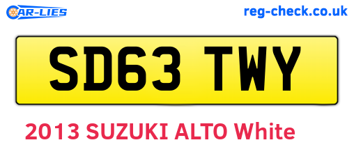 SD63TWY are the vehicle registration plates.