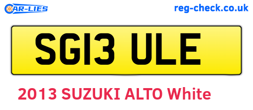 SG13ULE are the vehicle registration plates.