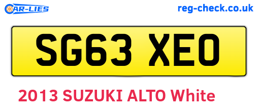 SG63XEO are the vehicle registration plates.