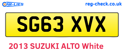 SG63XVX are the vehicle registration plates.