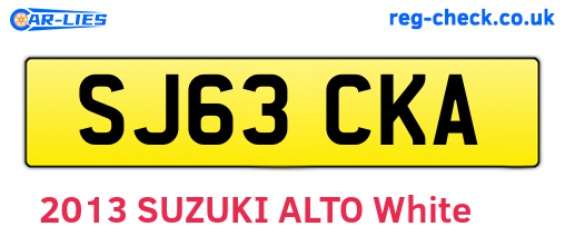 SJ63CKA are the vehicle registration plates.