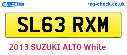 SL63RXM are the vehicle registration plates.