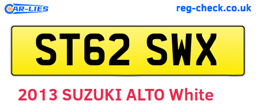 ST62SWX are the vehicle registration plates.