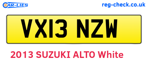 VX13NZW are the vehicle registration plates.