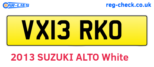 VX13RKO are the vehicle registration plates.