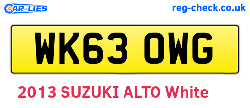 WK63OWG are the vehicle registration plates.