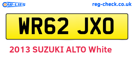 WR62JXO are the vehicle registration plates.
