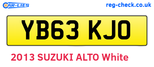 YB63KJO are the vehicle registration plates.
