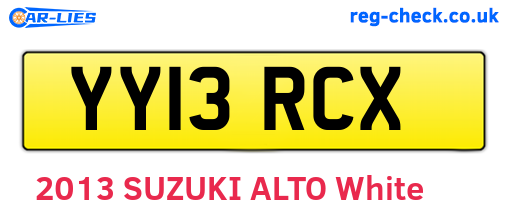 YY13RCX are the vehicle registration plates.