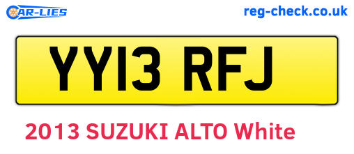 YY13RFJ are the vehicle registration plates.