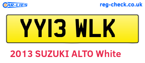 YY13WLK are the vehicle registration plates.