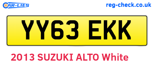 YY63EKK are the vehicle registration plates.