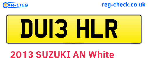 DU13HLR are the vehicle registration plates.