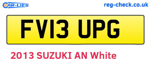 FV13UPG are the vehicle registration plates.