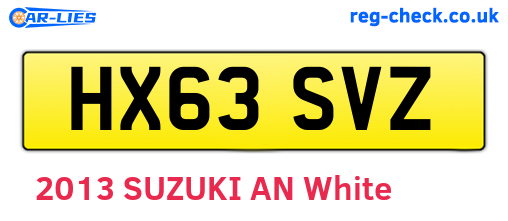 HX63SVZ are the vehicle registration plates.