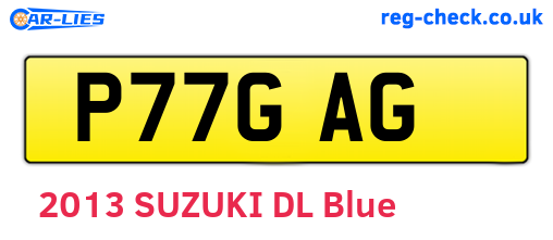 P77GAG are the vehicle registration plates.