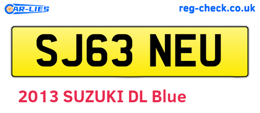 SJ63NEU are the vehicle registration plates.