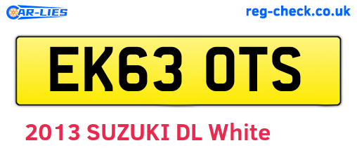 EK63OTS are the vehicle registration plates.