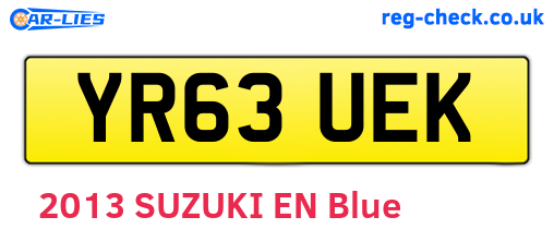 YR63UEK are the vehicle registration plates.
