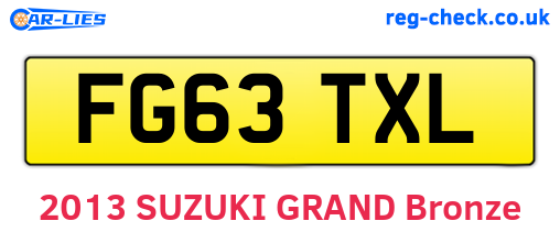FG63TXL are the vehicle registration plates.