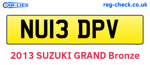 NU13DPV are the vehicle registration plates.