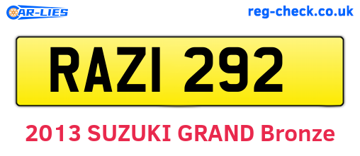 RAZ1292 are the vehicle registration plates.