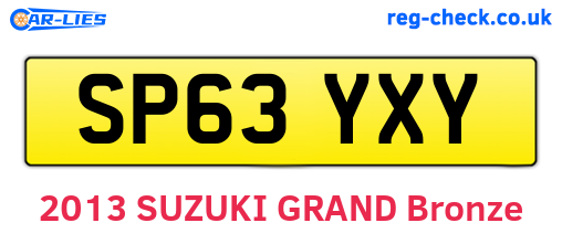 SP63YXY are the vehicle registration plates.