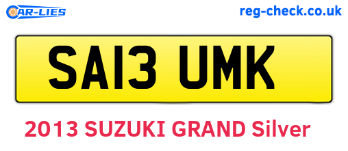 SA13UMK are the vehicle registration plates.