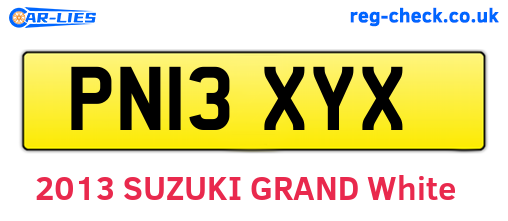 PN13XYX are the vehicle registration plates.
