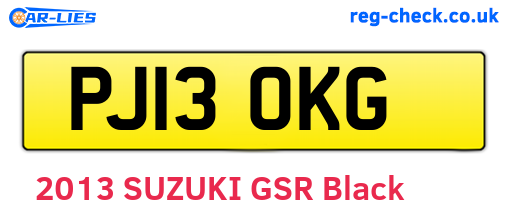 PJ13OKG are the vehicle registration plates.