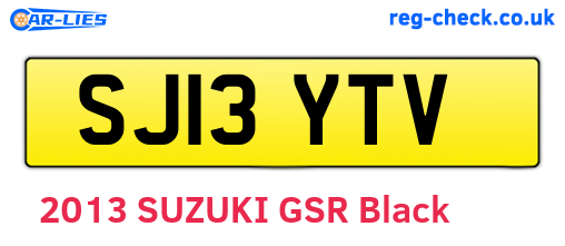 SJ13YTV are the vehicle registration plates.