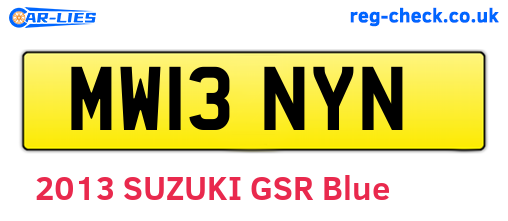 MW13NYN are the vehicle registration plates.
