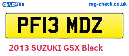 PF13MDZ are the vehicle registration plates.