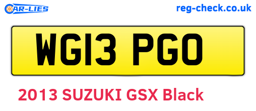 WG13PGO are the vehicle registration plates.