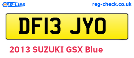 DF13JYO are the vehicle registration plates.