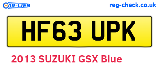 HF63UPK are the vehicle registration plates.