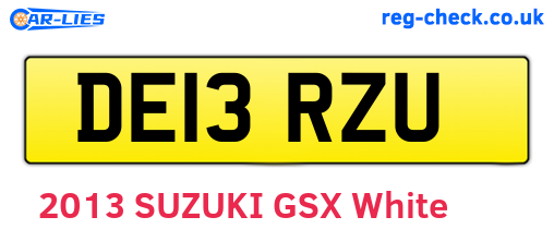 DE13RZU are the vehicle registration plates.