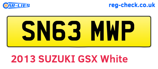 SN63MWP are the vehicle registration plates.