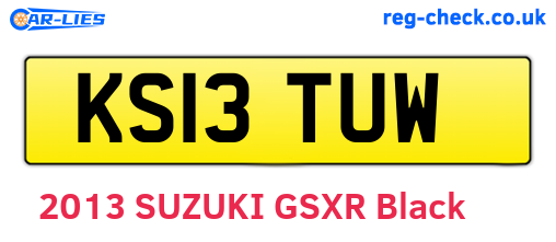 KS13TUW are the vehicle registration plates.