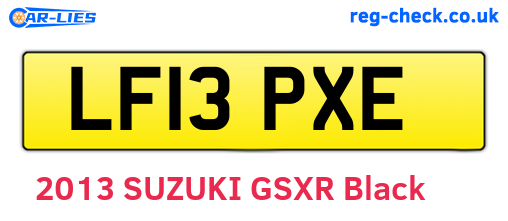 LF13PXE are the vehicle registration plates.