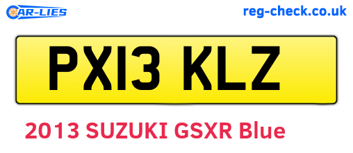 PX13KLZ are the vehicle registration plates.