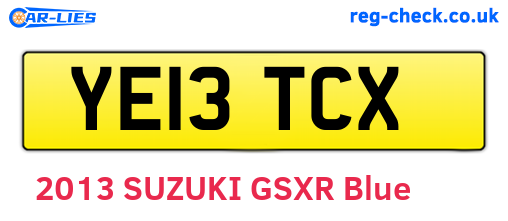 YE13TCX are the vehicle registration plates.