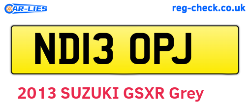 ND13OPJ are the vehicle registration plates.
