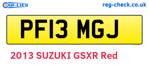 PF13MGJ are the vehicle registration plates.