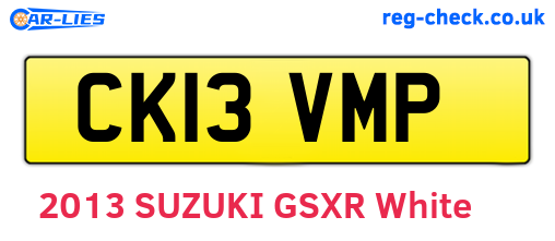 CK13VMP are the vehicle registration plates.