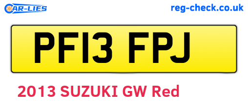 PF13FPJ are the vehicle registration plates.