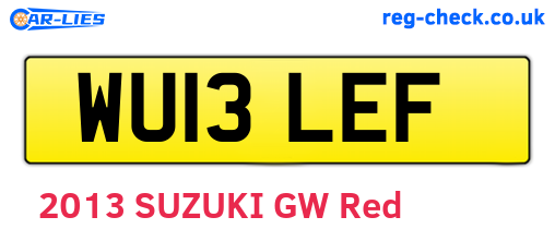WU13LEF are the vehicle registration plates.