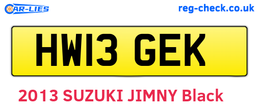 HW13GEK are the vehicle registration plates.